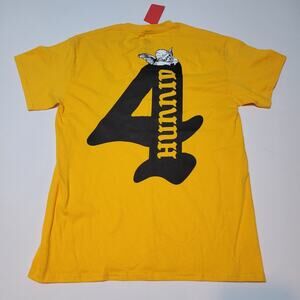4 Hunnid Men's Medium Yellow Short Sleeve Graphic T-Shirt Angel Hip Hop Rap